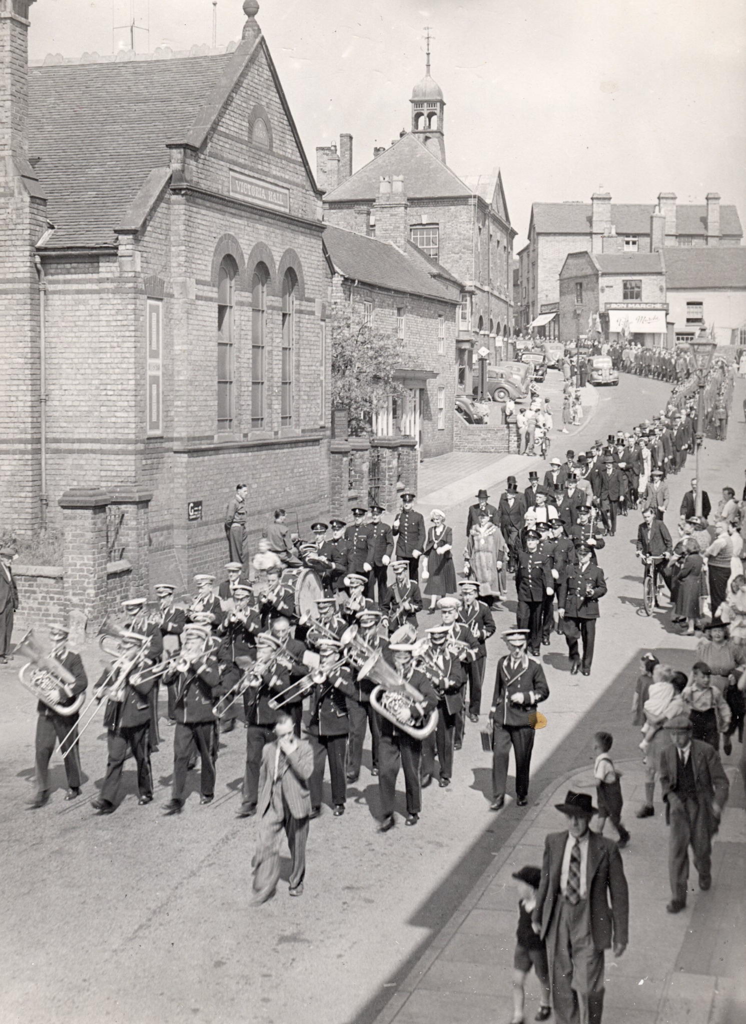 Historical Jackfield Band parade in Broseley